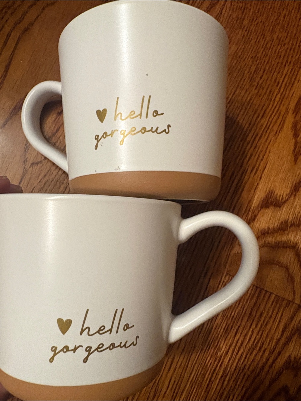 Lot 2 Threshold White and Stonewear Mugs with Gold Detail Hello Gorgeous NEW